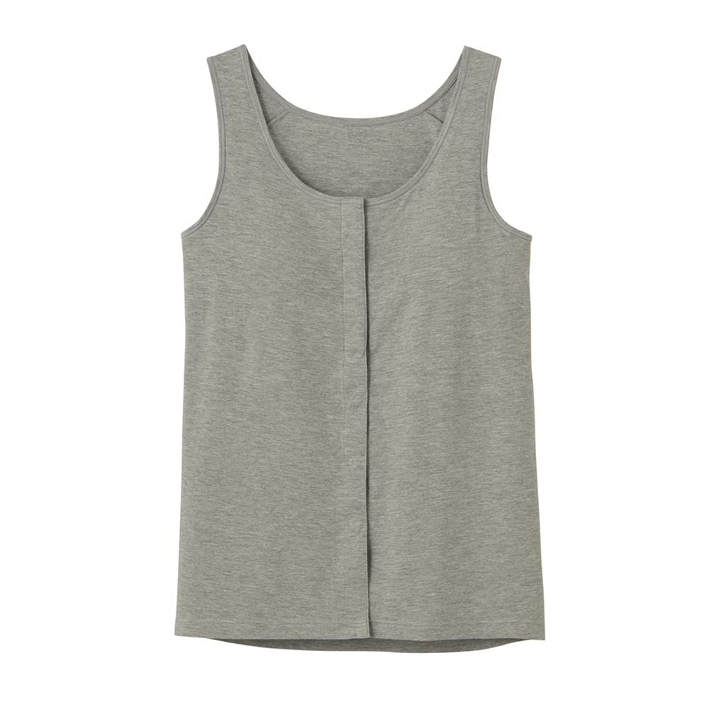 Gunze SELfEAR CI4058N New Gray Size Front Easy to Put On and Take Off Tank Top Women's Moch, LL, Opening, Padded,