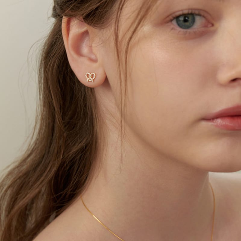 Tatiana (925 Silver) Pave Pretzel Heart Earrings EC3090