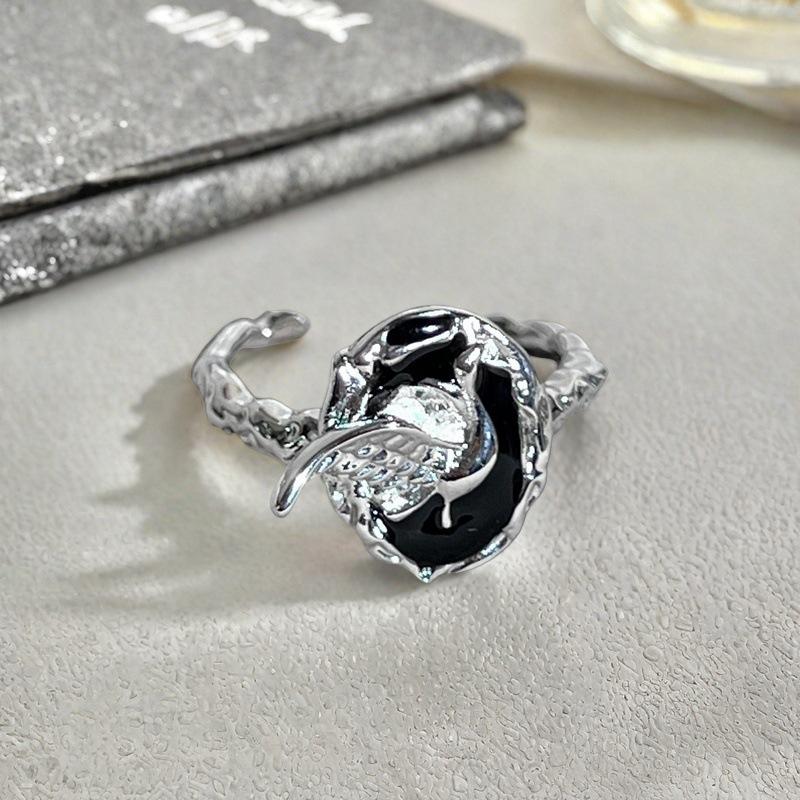 

Exquisite Colored Treasure Full Of Diamonds, Zircon Dripping Oil Opening Ring, Niche Design, High-End Super Fairy Ring Girl Adjustable opening