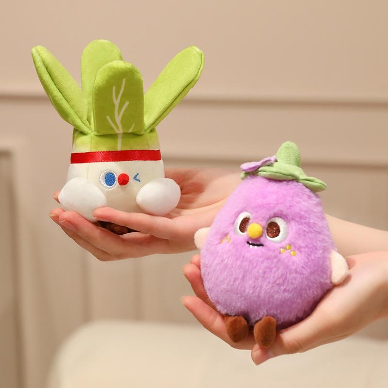 Cute Vegetable Plush Pendant Toys Soft Cartoon Stuffed Garlic Broccoli Eggplant Pumpkin Funny Keychain Birthday Xmas Gifts