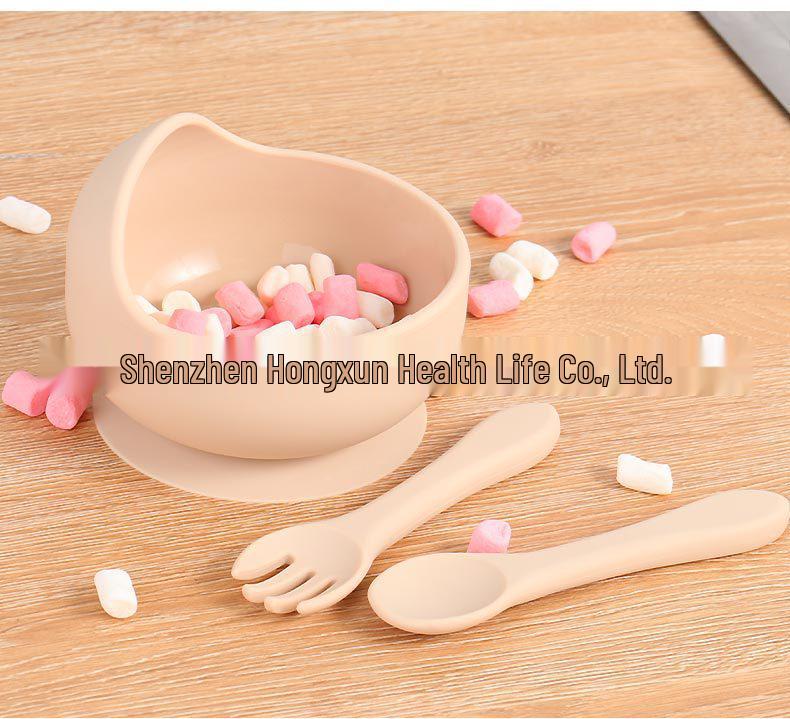 Baby Silicone Suction Bowl & Spoon Set - Anti-fall Tableware for Children's Eating Training