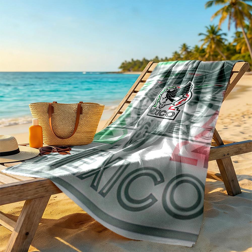 Asciugamano da Spiaggia con Logo Messicano Asciugatura Rapida Morbido Microfibra Confortevole Leggero Perfetto per Viaggiare Yoga Campeggio e Nuoto