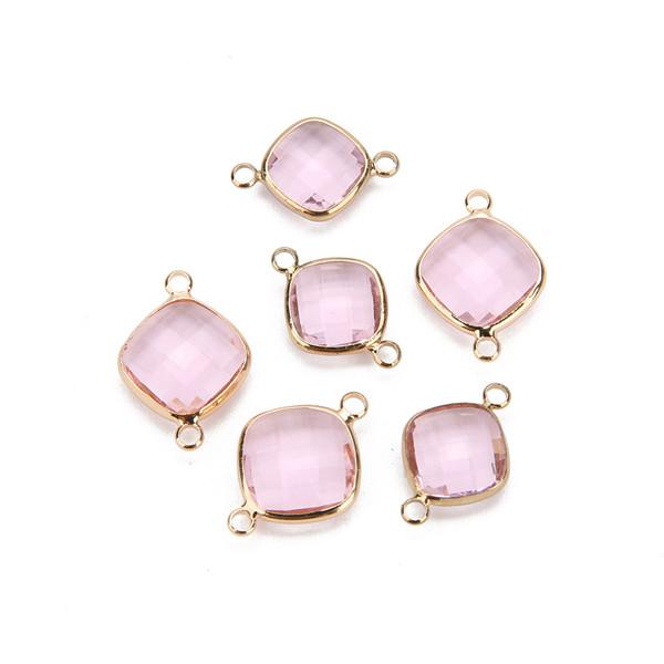 5pcs 11mm White Double Hole Glass Charms Pendants Connector for Chain Bracelets Necklace Women DIY Jewelry Making Findings