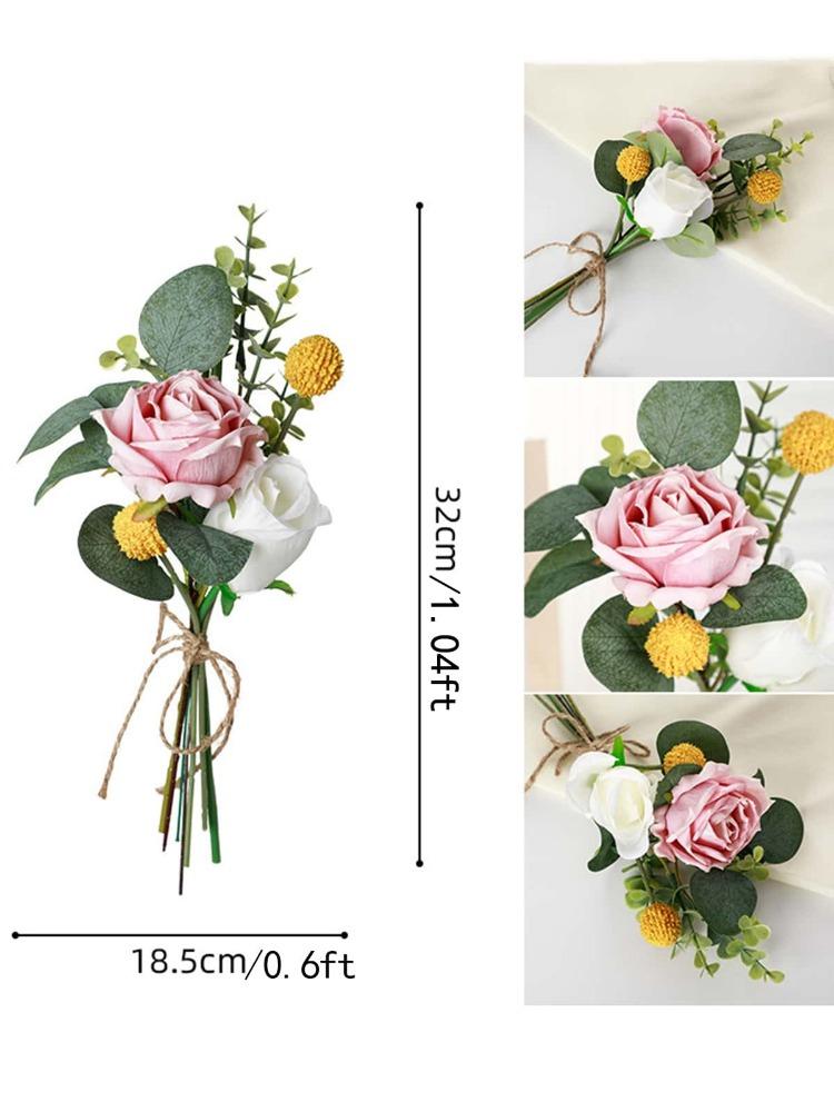 Silk Roses Artificial Bouquets Flower Arrangements Eucalyptus Leaves Wedding Bouquets Table Centerpieces Faux Greenery Stems for Vases Home Decoration