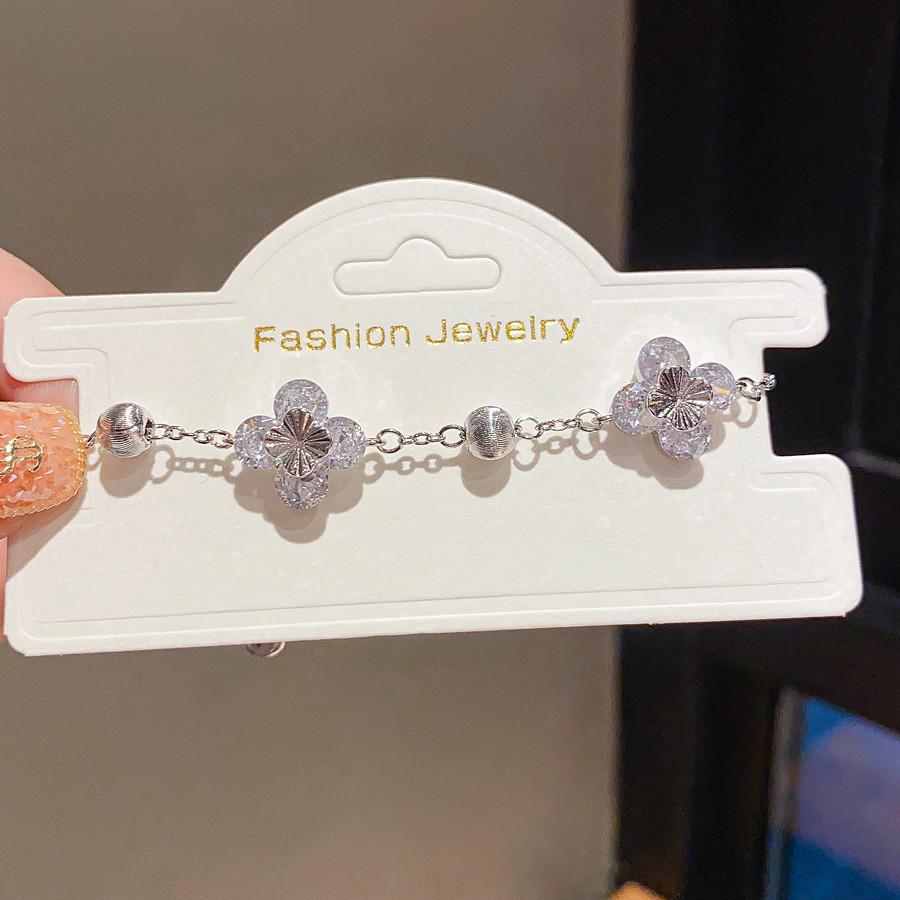 Fashion Jewelry Floral Zircon Stone Bracelet With Copper Material For Women