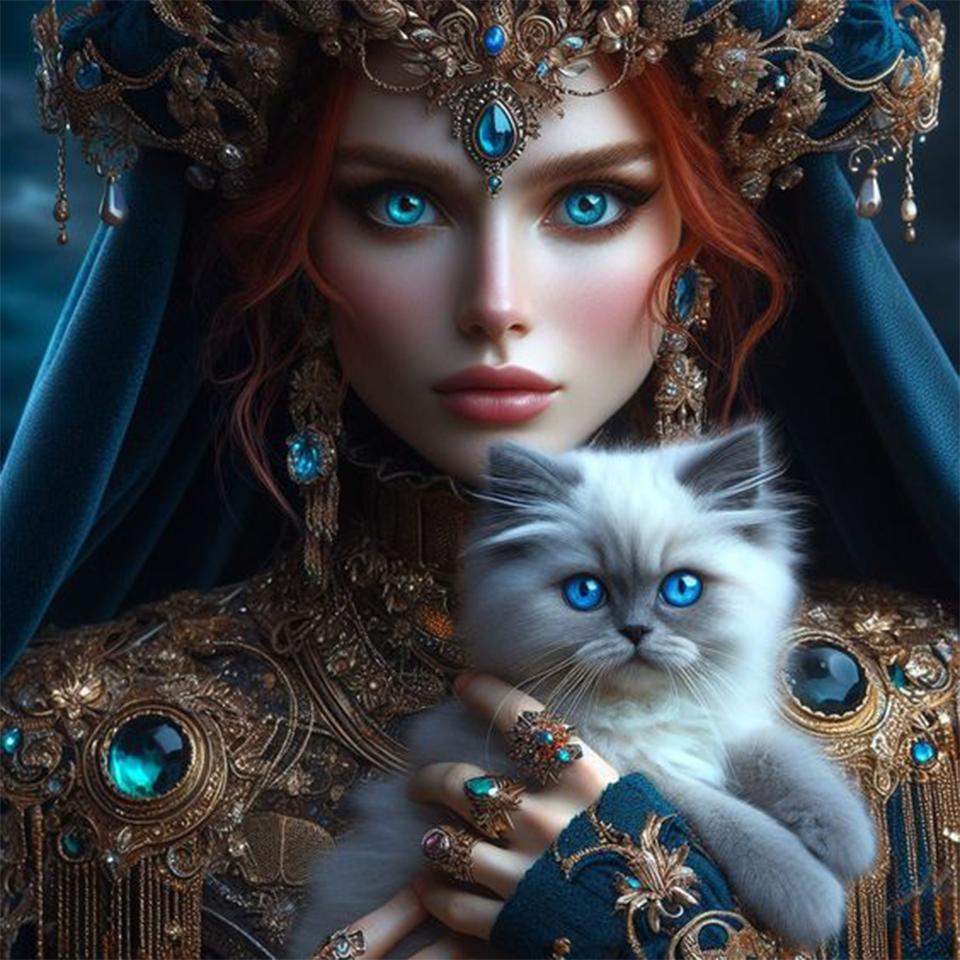 2024 New Jewelry Headwear for Women and Cats Diamond Drawing 5D DIY Art Mosaic Embroidery Cross Embroidery DecorationNew Gift