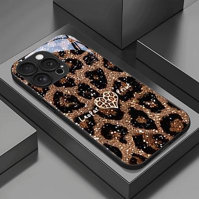 Liefdeshart Luipaardprint Gehard Glas Materiaal Telefoonhoesje Voor Samsung Galaxy S25 S24 S23 Ultra Plus FE Schokbestendige Hoes