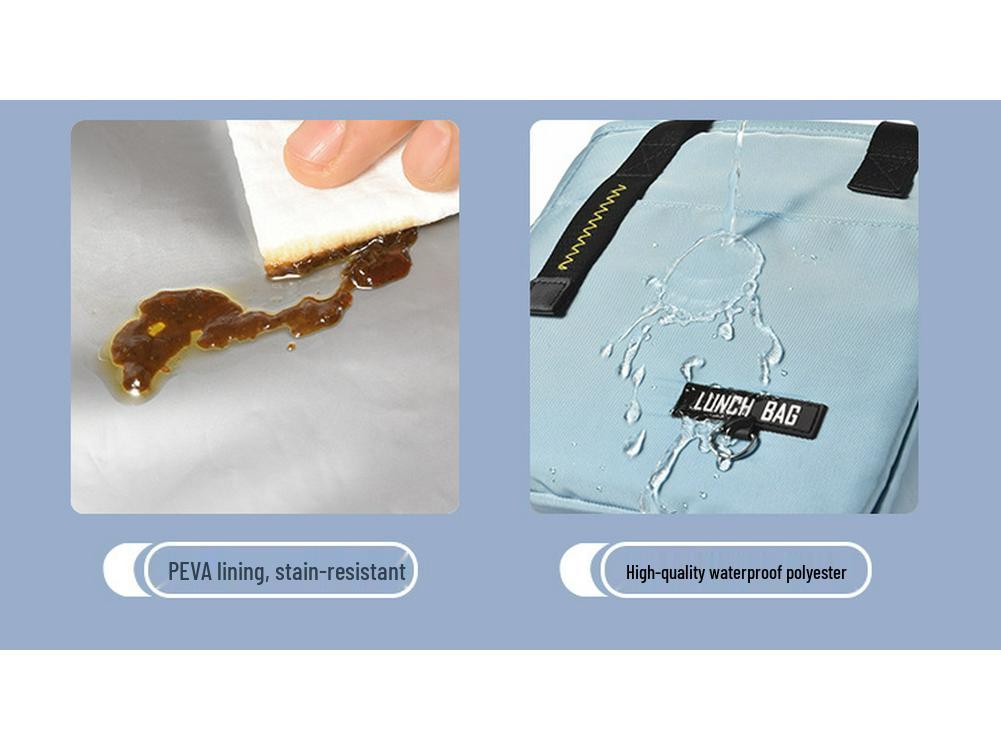 Beilian PEVA Insulated Lunch Bag for Office Workers, Waterproof High-Capacity Handheld Lunch Box with Ice Pack.