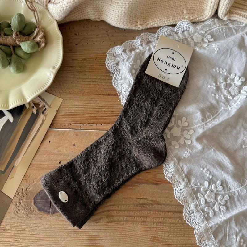 

Женские осенние носки-трубы без косточек с ретро узором из пеньки 1 pair коричневый/кофейный