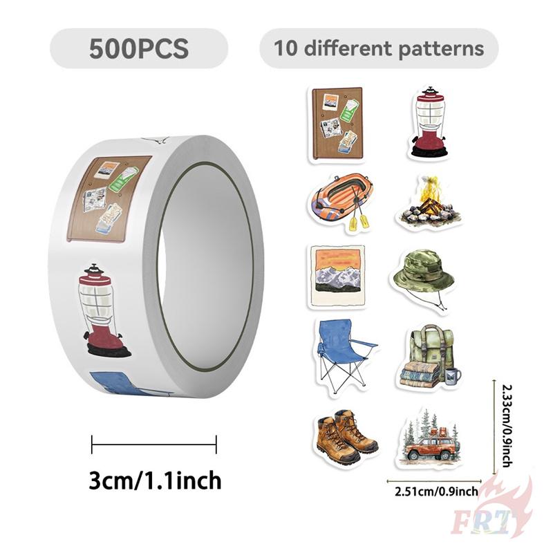 500Pcs/Roll Outdoor Camping Kids Rewards Stickers - DIY Scrapbooks Album Decor Sealing Label Decals