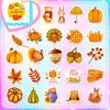 50 Thanksgiving Stickers Pumpkin Turkey Autumn Maple Leaf Thanksgiving Festive Stickers