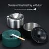 Custom Engraved Stainless Steel Windproof Ashtray with Lid - Ideal for Hotels, Restaurants, Internet Cafes, and Gifts