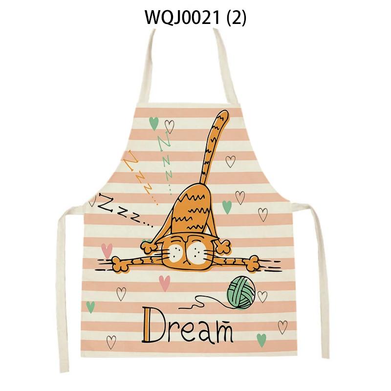 Lovely Owl Cat Pattern Sleeveless Kitchen Aprons Adult Kids Linen Bibs Household Cleaning Pinafore Home Cooking Baking Aprons