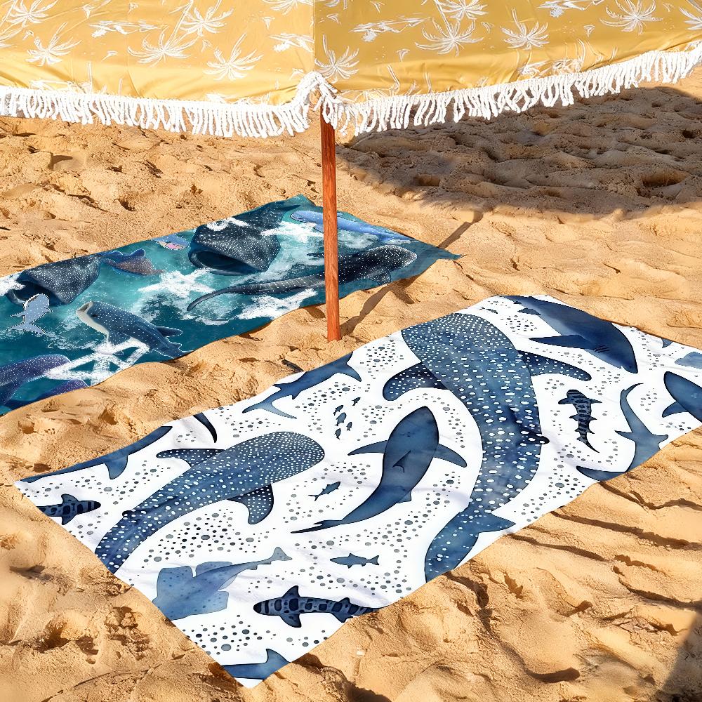 Asciugamano con Stampa Squalo Balena Asciugatura Rapida Teli da Spiaggia Adatti per Piscine Campeggio Yoga e Palestra