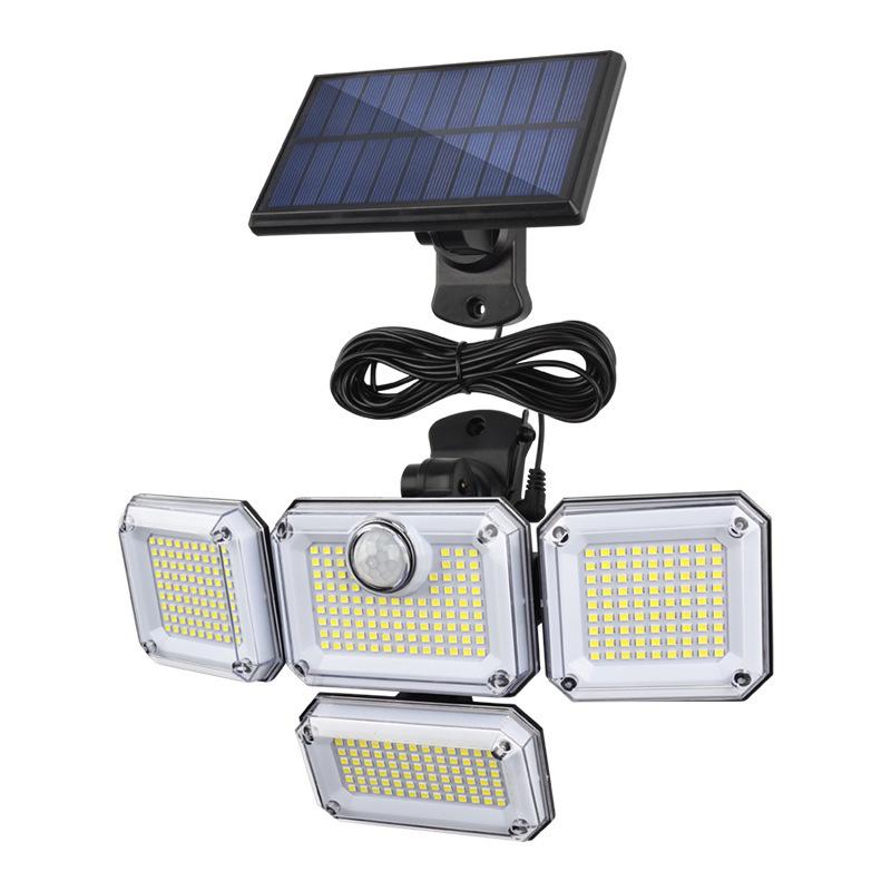 Trehodet 333 LED Solcelle Hagevegglampe med Bevegelsessensor