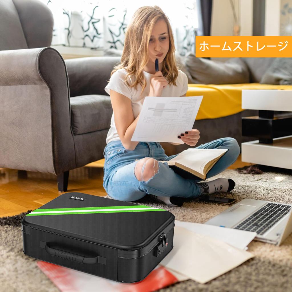 Noiposi Fireproof Document Waterproof and Fireproof Portable Home Travel Safe Storage Box for Legal Size Birth Black 2800°C Box, 38x28x11cm, Bag,
