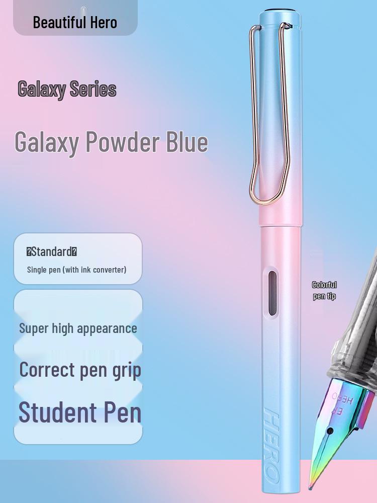 Penna stilografica HERO 1359 Schiuma Estiva - Cielo Stellato, Extra Fine per Studenti di Terza Elementare