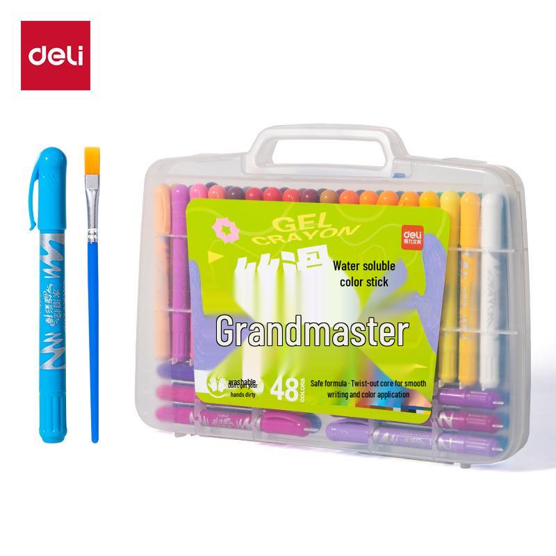 Deli 72126 Twistable Oil Pastels – 12 Vibrant, Water-Soluble Colors for Children's Painting and Student Art.
