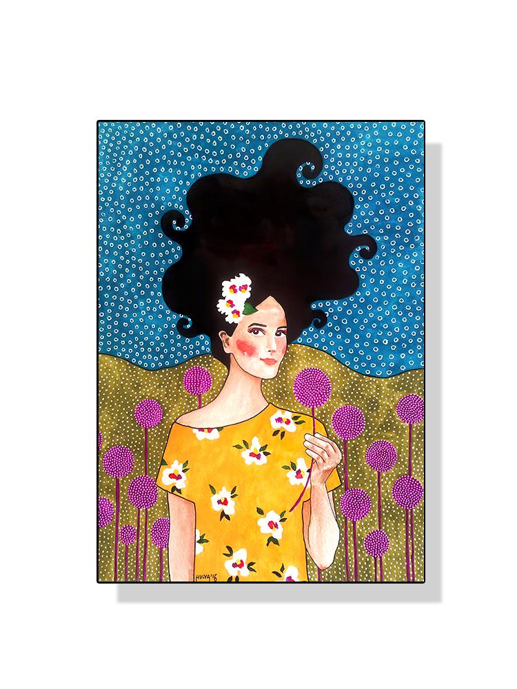 Abstrato Flor Mulher Menina Cabelo Moda Pôster Pintura em Tela Nordic Arte de Parede Imagem Para Sala de Estar Moderna Decoração de Casa