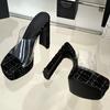 Fashion High Quality Clear PVC High Heel Slippers Women Summer Peep Toe Slides Sandals Elegant Square Platform Sandals Party Slide Heels