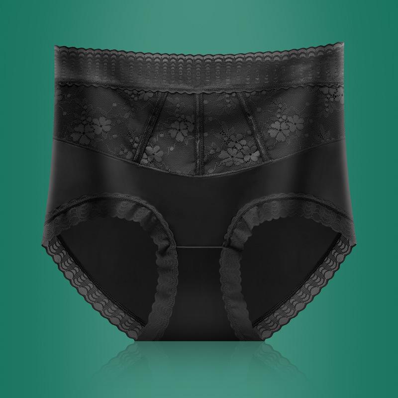Women's Summer High End Light Luxury Sexy Lace Hips and Belly Without A Scratch Nude High Waist Briefs