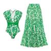 1011 European and American Swimwear New Green Floral Two-piece Swimsuit Suit Female Explosion Female 11101 No