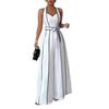 Amazon European and American cross-border women's new French striped sleeveless V-neck black and white contrasting wide-leg jumpsuit