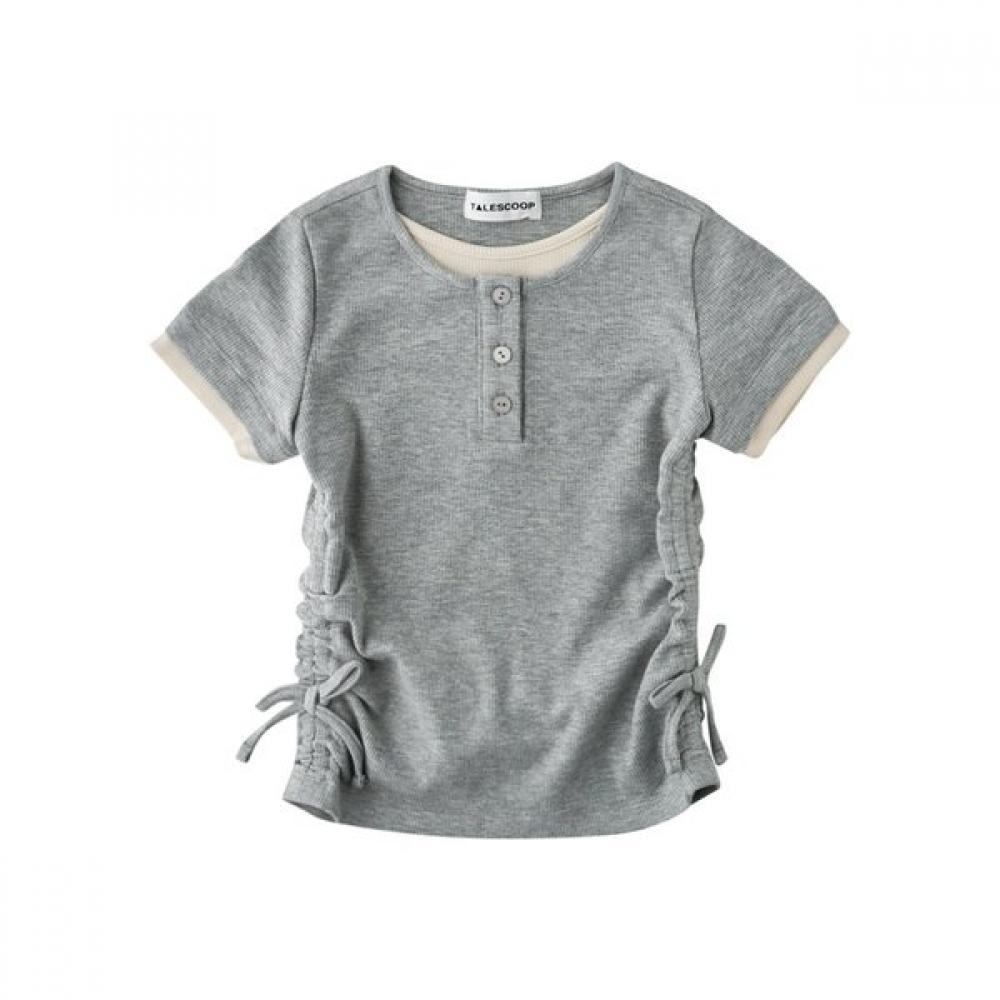 

LiTTle Ground Ribbed Layered Shirring T shirT 76314 332 03 M/GRAY/110