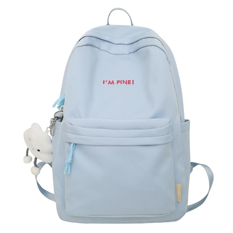 

Large Capacity Backpack Women s Solid Color Backpack Middle School Student Schoolbag Couple Campus Travel Bag синій