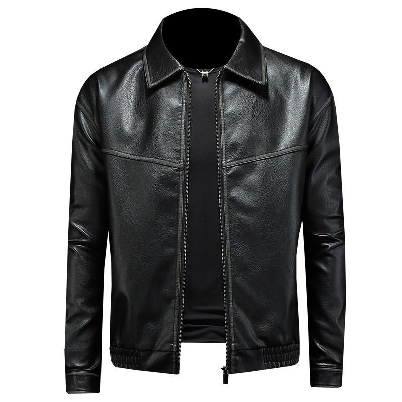 Autumn and winter new men's lapel leather jacket slim fashion casual versatile jacket