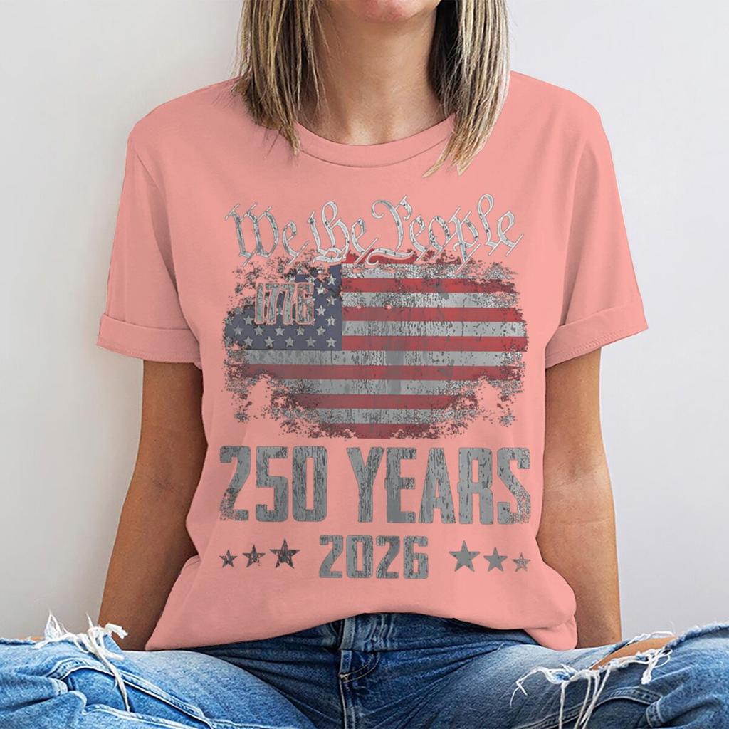 We The People 17762026 Tshirt 250 Years Of Freedom Vintage Usa Flag Graphic Tee Patriotic 4th Of July Casual Unisex Shirt