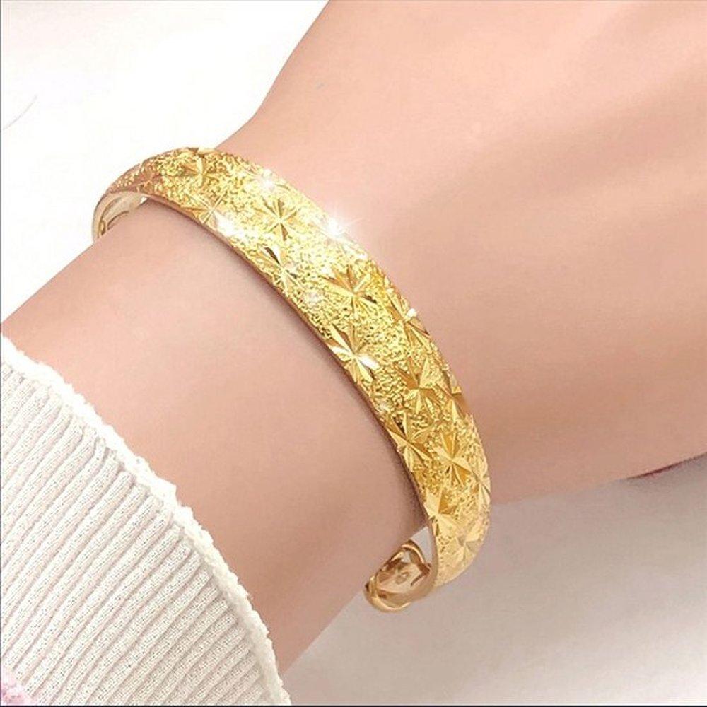 18K Special Compression Plating Non-Discoloring Women's Bracelet Around Pure Gold Thick Titanium Medal Ring Bangle