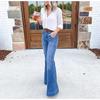 Women's New Thin Section of High-waisted Slightly Elastic Wide-legged Long Leg Jeans