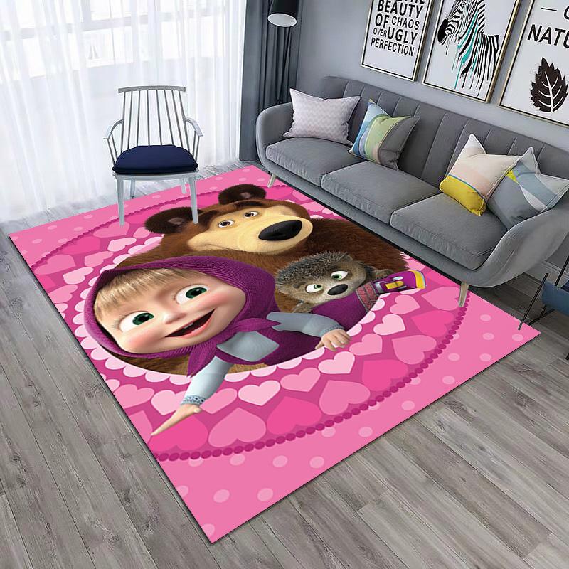 Russian animation Masha and the Bear Fairy Tale Cartoon Carpet Soft Home Living Room Bedroom Door Mat Outdoor Picnic Ground Mat rug T4
