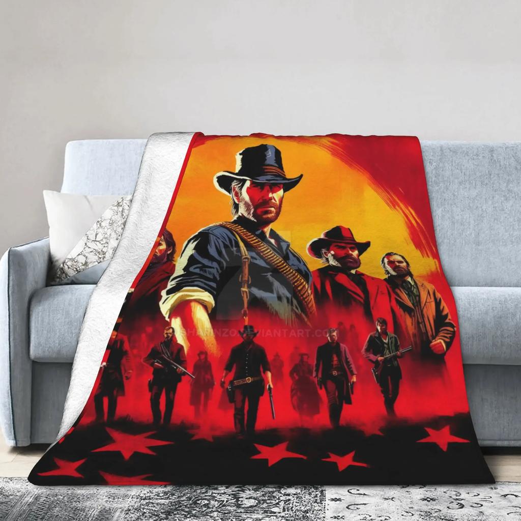 RDR Video Game Inspired Soft Warm Blanket for Bedding Throws Home Decor Perfect for Autumn Kids and Fashionable Bedspread Use
