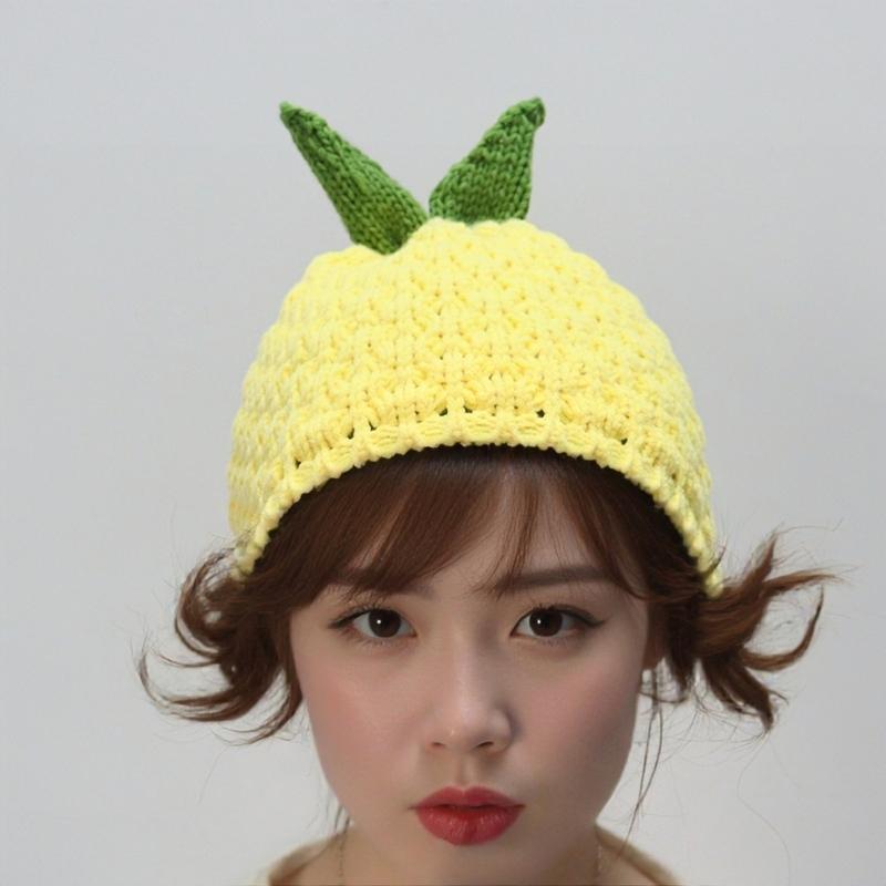 Lovely Fruit Winter Hat Soft Knitted Brimless Hat for Women Music Festival