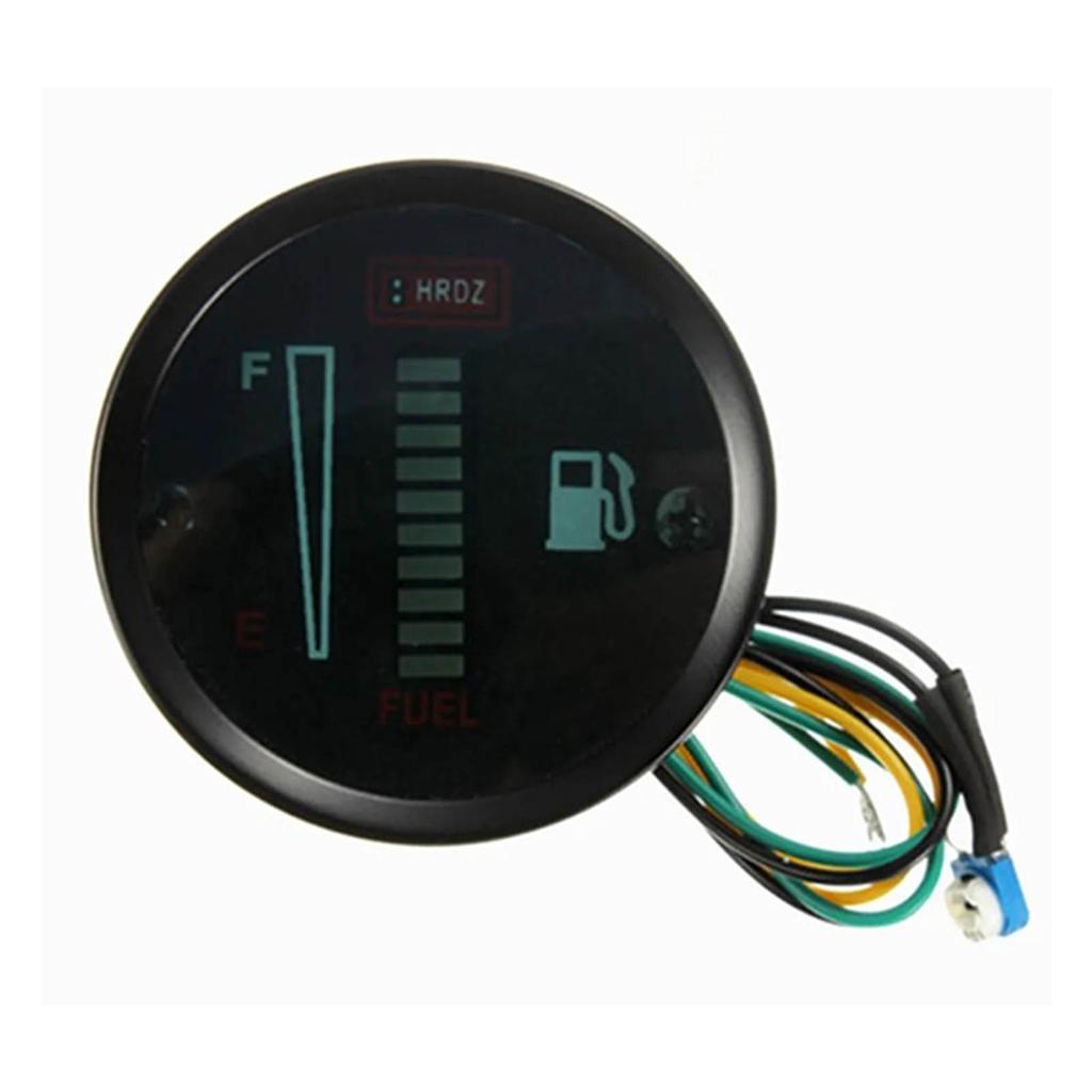 Motorcycle Fuel Gauge 12V Tank Oil Level Meter with LCD Display 52mm Shell Diameter for Car