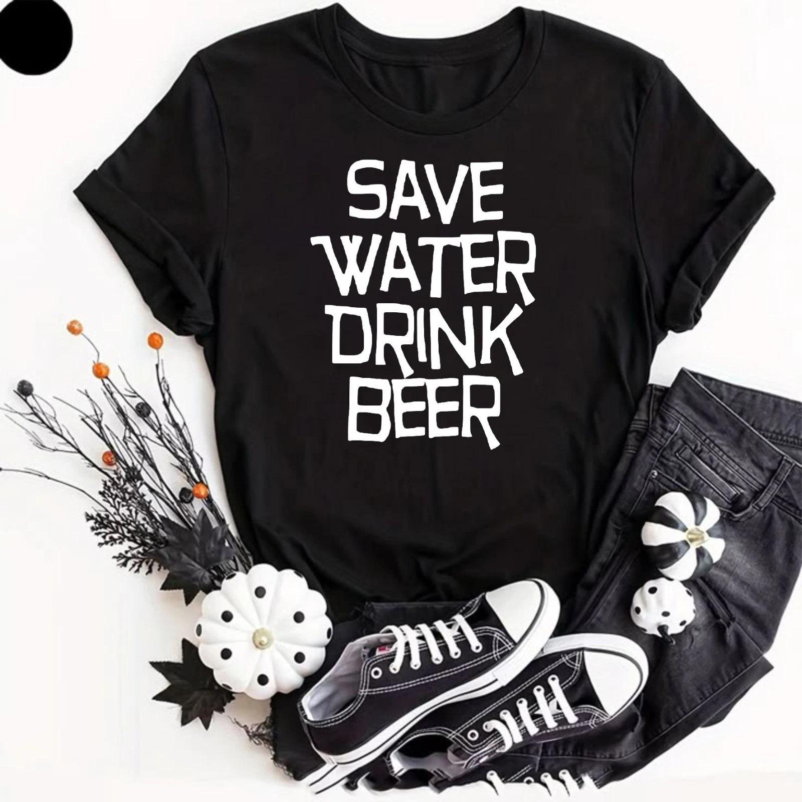 Save Water Drink Beer Mens T Shirt Funny Cartoon Saying Drinking Tee Top Shirt 4XL