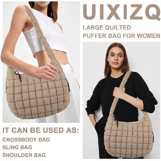 Gesteppte Puffer-Tragetasche Handtasche Aufgeblasene Crossbody-Umhängetasche,Leichte Nylon-Hobo-Tasche Puffer-Tragetasche für Damen Mädchen