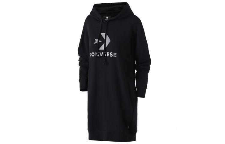 Converse Sweatshirts Women s Black Hooded Moderate Regular 10017327-A01 M