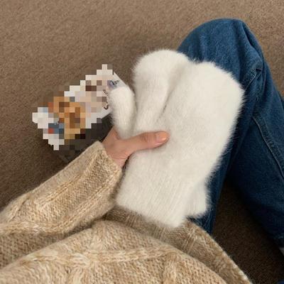 Women's Gloves Winter Cute Student Warm Gloves High Value Antifreeze Cycling Gloves Imitation Mink Hair Piled Thickened Gloves