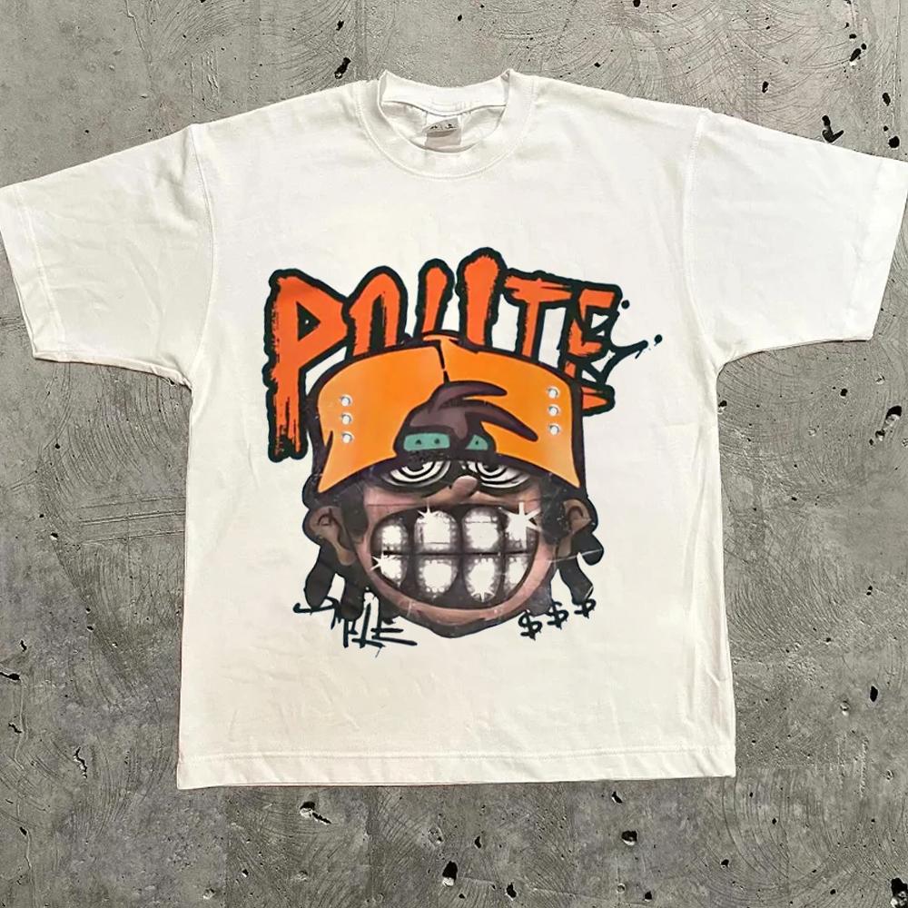 Summer Harajuku Letter Graphic T Shirts Y2k Tops Men Women Street Oversized T Shirt Vintage Tees Top Clothing