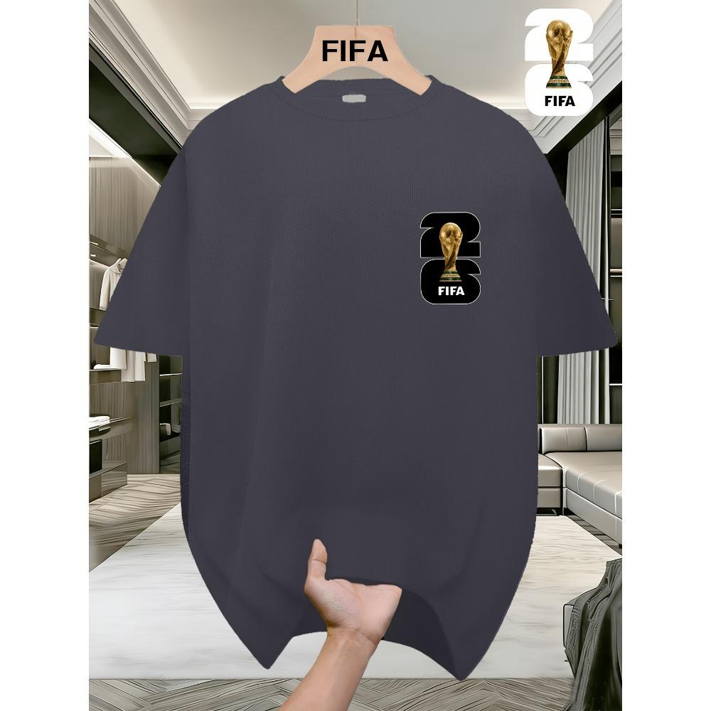 FIFA World Cup Football Men's Fashionable Short-sleeved T-shirt with a US, Canada and Mexico Themed Print. A Casual and Comfortable Summer T-shirt