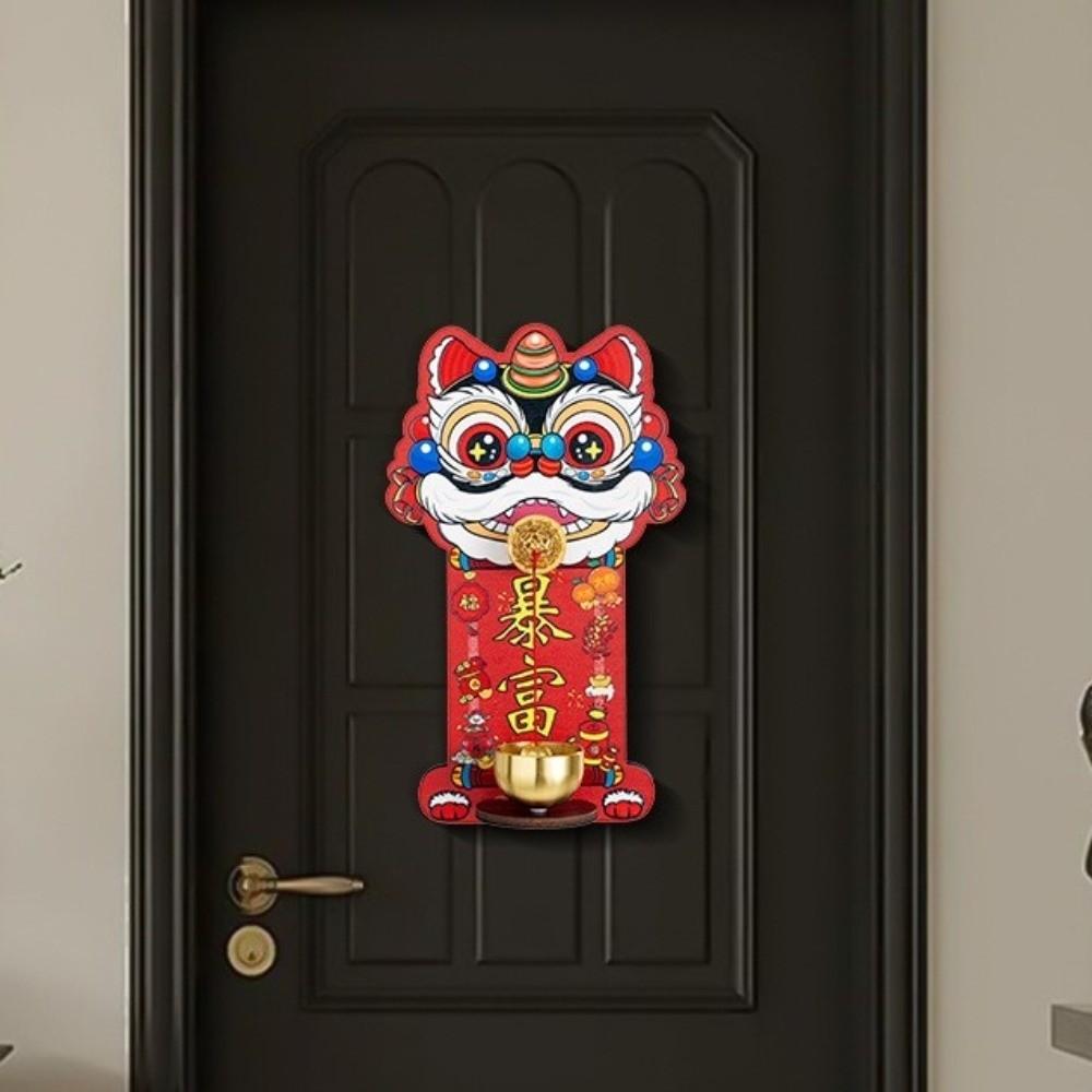 New Cartoon Dopamine Magnetic Lion Doorbell Red Lion Dance Suction Front Door Bells New Year Decorate Home Decor Lion Doorbell