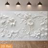 2D White Embossed Floral Backdrop for Wedding Birthday Party Photo Booth Background