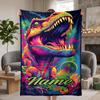 Fierce Dinosaur Custom Flannel Blankets Soft Warm Cozy Throws for Home Decor Holiday Gifts