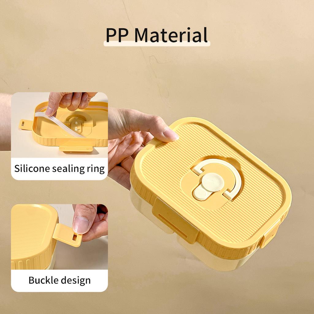 WORTHBUY Microwave Plastic Divided Lunch Box With Handle Large Capacity Sealed Fruit Salad Food Container For Kid Student School