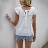 Women's Fashion Casual Summer Spring Solid Color Print Short Sleeve V-Neck Blouses & Shirts