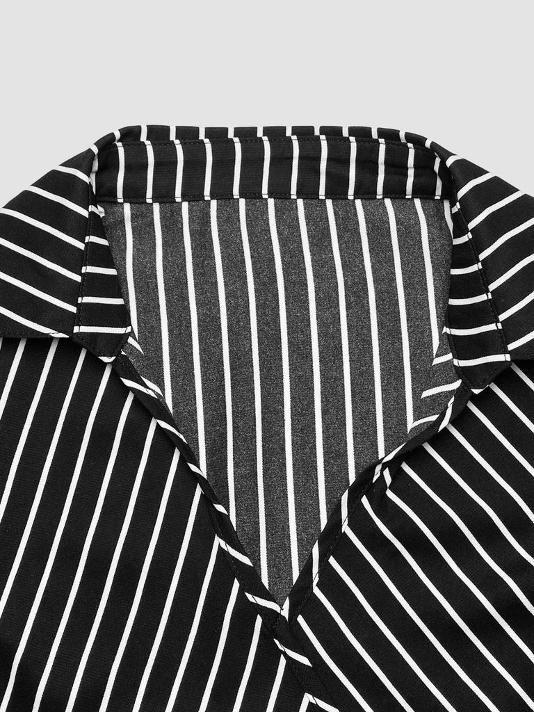 Women's Striped Slit Tie-Waist Long-Sleeve Shirt