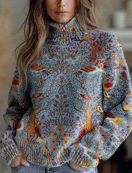 New Christmas abstract print casual cape jacket cardigan thick needle sweater